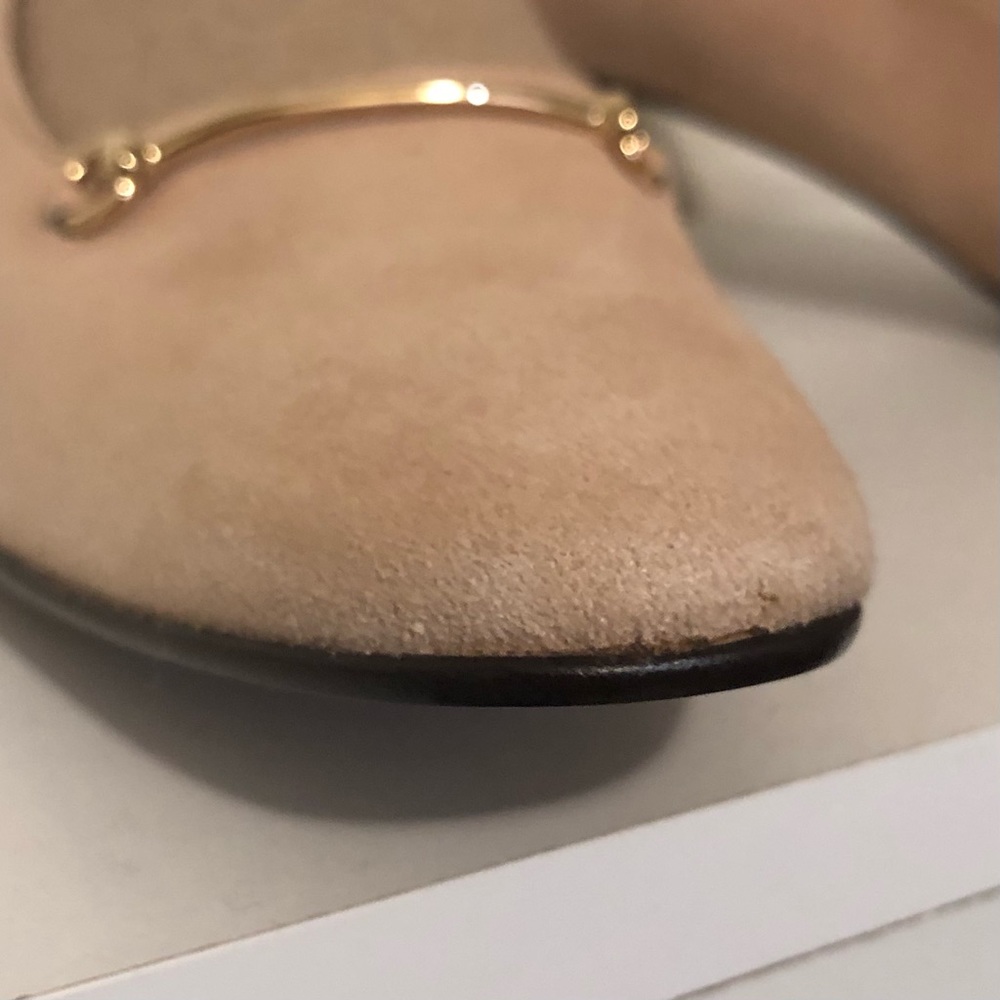 (NWOT) Gucci Vintage Suede Horse Bit Taupe Pink Mid-Heel Pointed Heels | 38C - Picture 13 of 16
